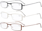 Eyekepper 3-Pack Stainless Steel Frame Half-eye Style Reading Glasses Readers +2.75