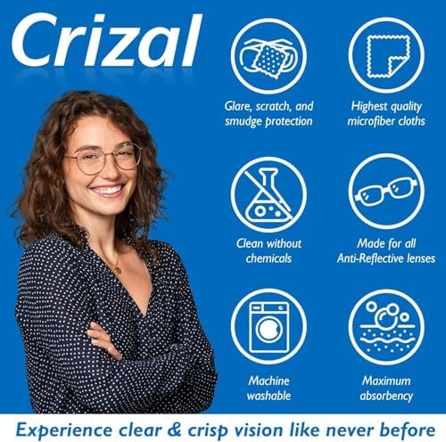 Crizall Eyeglass Cleaning Cloths – 4 Pack Premium Microfiber – Safest Cloth for AR Lenses – #1 Doctor Recommended for Eyeglasses, Screens & Cameras