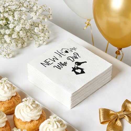 100PCS Funny Housewarming Party Napkins, Humorous New Home Disposable Paper Napkins, Housewarming Party Decorations for Open House, Welcome Home