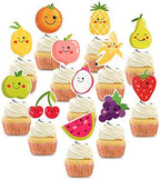 24Pcs Tutti Frutti Cupcake Toppers Cartoon Watermelon Lemon Strawberry Cherry Orange Cupcake Picks for Tutti Frutti Baby Shower Summers Fruit Birthday Cupcake Decorations