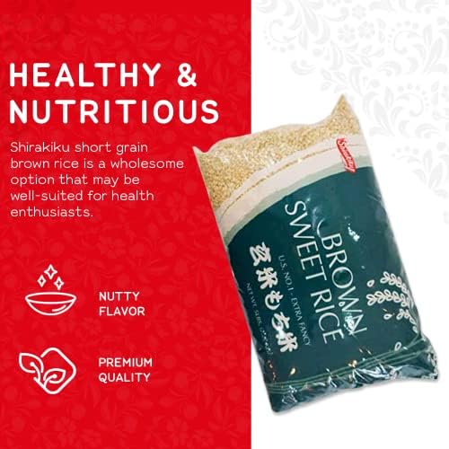 Shirakiku Sweet Brown Rice - Short Grain Japanese Style Rice with Low Calories and Dietary Fiber - Perfect for Authentic Asian Cuisine | Risotto, Rice Pudding, and Sushi | 5-Pound (Pack of 1)