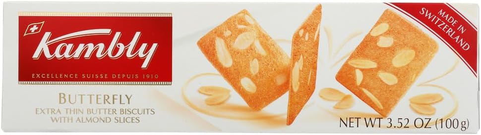 Kambly Butterfly Delicately Thin Butter Almond Biscuits , Snack , Crackers ,Wafer, 100g By Thaidd