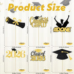 48 Pieces 2026 Graduation Cupcake Toppers and Wrappers, Adjustable Grad Cap Diploma Cake Decorations for Class of 2025 Graduation Party Supplies (Black Gold)