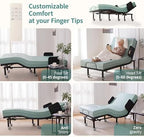 Twin XL Adjustable Bed Frame with Side Rails for Adults - Adjustable Base Only, Wireless Remote, Under-Bed Light, Brake Wheel Legs Zero Gravity Electric