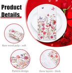 HEIPINIUYE 50 Pieces Spring Floral Paper Napkins 3-ply Wildflower Guest Napkins Disposable Hand Towels for Bathroom Wedding Birthday Valentines Party Dinner Napkins