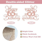 Sotpot 1 Pack 65th Birthday Cake Topper Double-sided Rose Gold Glitter Cake Pick Cake Decoration for Happy 65th Birthday Anniversary Party Decorations