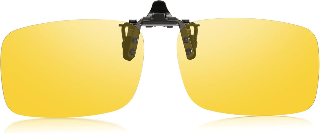 Night Driving Glasses Clip-on Flip Up Metal Clip Rimless Night Vision Glasses, Anti Glare HD Polarized Glasses