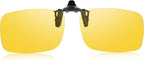 Night Driving Glasses Clip-on Flip Up Metal Clip Rimless Night Vision Glasses, Anti Glare HD Polarized Glasses