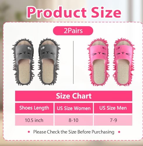 2 Pairs Washable Microfiber Mopping Slippers, Detachable Mop Shoes for Floor Cleaning, Suitable for Women & Men, Reusable Dusting Mop Slippers for Kitchen, Bathroom, Home