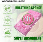 Compressed Cellulose Kitchen Sponges 12Pack，Non-Scratch Biodegradable Natural Colorful Sponge Scrub for Dishes Cleaning,Funny DIY Sponge for Kids