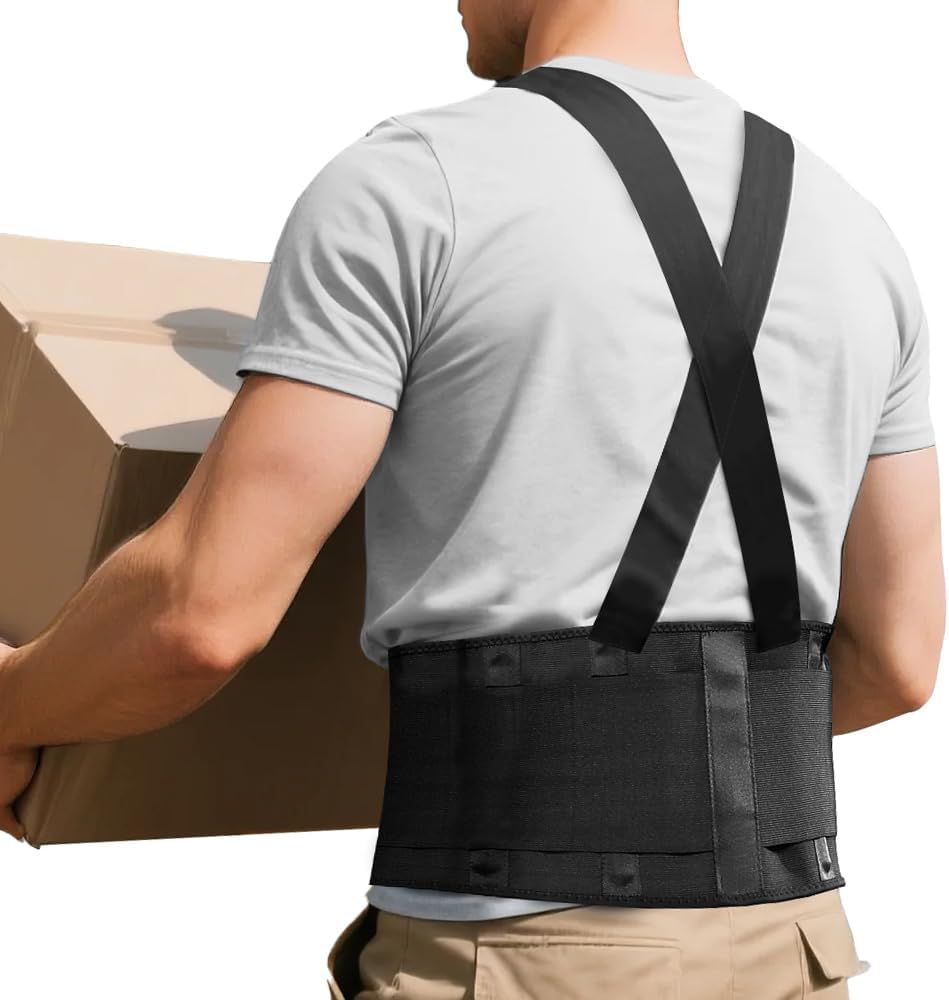 FITTOO Working Lumbar Lower Back Brace Support Belt with Adjustable Straps - Back Pain Relief, Injury Recovery, Heavy Lifting Support, Back Brace with Suspenders
