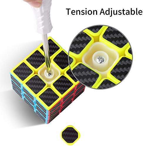 Roxenda Speed Cube Set, [5 Pack] Magic Cube Bundle of 2x2 3x3 4x4 Megaminx Cube and Pyramid Cube Smoothly Carbon Fiber Sticker Speed Cubes Collection for Kids Teens & Adults