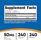 Nutricost Zinc Gluconate 240 Vegetarian Capsules (50mg) - Gluten Free and Non-GMO