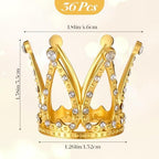 Kifmurase 36PCS Crown Cake Topper, Gold Mini Queen Cup Cake Headpiece, Rhinestone Crystal Tiara Cakes Decoration for Women Bridal Wedding, Royal Themed Baby Shower Birthday Party Cupcake Decor