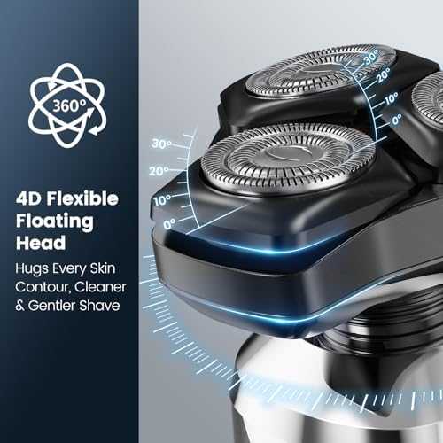 Electric Razor for Men: Wet/Dry Electric Shaver with Upgraded Curved Razor Foil, Gentle on Sensitive Skin, 3-in-1 Cordless Shaver for Beard/Nose/Sideburns