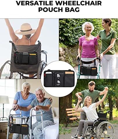 ZHCHG Wheelchair Side Bag with Cup Holder, Wheelchair Armrest Pouch Accessories for Walker, Rollator, Electric Scooter Wheelchairs, Ideal Gift for Mother's Day & Father's Day