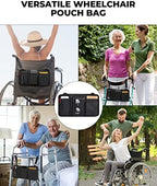 ZHCHG Wheelchair Side Bag with Cup Holder, Wheelchair Armrest Pouch Accessories for Walker, Rollator, Electric Scooter Wheelchairs, Ideal Gift for Mother's Day & Father's Day