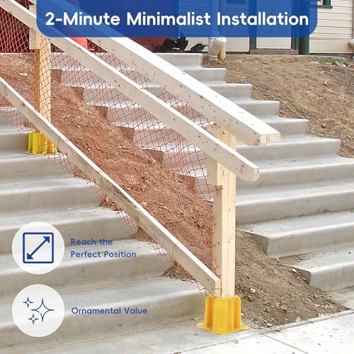 12-Pack Yellow Guardrail Base Boot with Toe Board Slot, Reusable Fall Protection Base for Scaffolding, Temporary Guardrail Systems for Residential and Commercial Construction