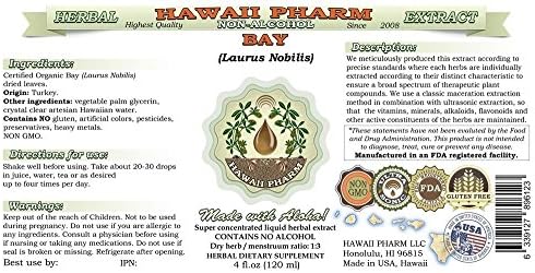 Bay Alcohol-Free Liquid Extract, Bay (Laurus Nobilis) Dried Leaf Glycerite Hawaii Pharm Natural Herbal Supplement 2 oz