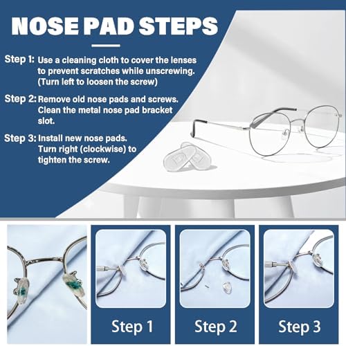 10-Pairs Glasses Nose Pad,Screw-in Soft Silicone Air Chamber Eyeglass Nose Pads,Eyeglasses Repair Kit with Screws & Screwdriver,Anti-Slip & Easy Install,for Most Glasses & Sunglasses (10 Pairs 15mm)