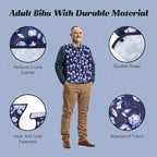 Adult Bibs - 3 Pcs Washable Clothing Protector with Crumb Catcher, Reusable Waterproof Large Feeding Adult Bib for Eating