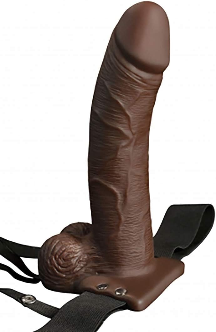 Pipedream Products Fetish Fantasy Series 8" Hollow Rechargeable Strap-on with Remote, Brown, 1 Count