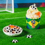 Soccer Icing Decorations 24 Counts Edible Football & World Cup Trophy Royal Icing Decoration Sugar Sprinkles for Baking Cupcake Topper Cake Ice Cream Cookies Chocolate