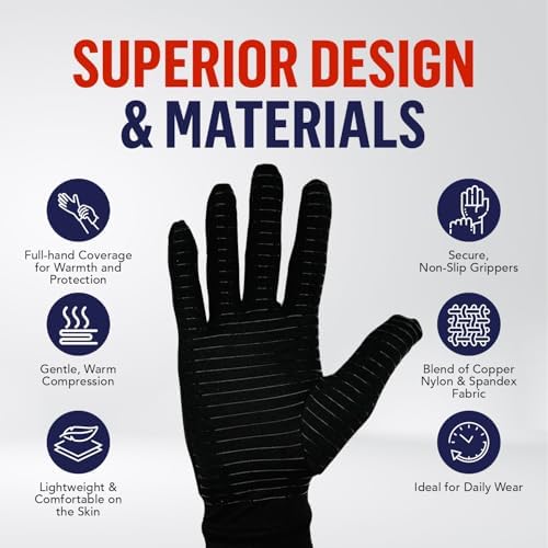 Doctor Developed Open Finger Arthritis Gloves - Compression gloves, Doctor Written Handbook