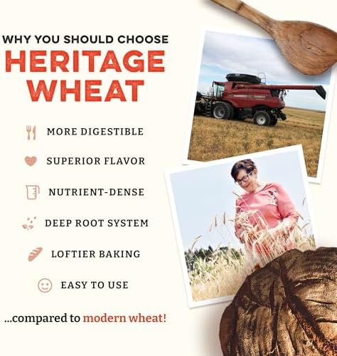 Sunrise Flour Mill Heritage Whole Wheat Bread Blend - 2 lb | USDA Organic All Purpose Flour Unbleached - Non-GMO, Kosher, Grown Without Glyphosate, Ancient Grains, Bread Flour Organic.