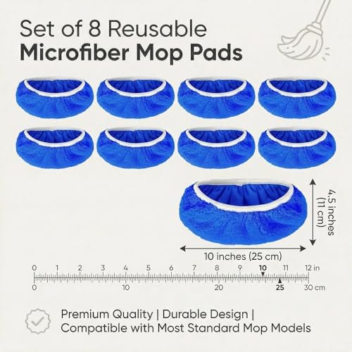 Microfiber Mop Pads Set 8PCS, Mop Head Compatible with Dry and Wet Floor Mopping pad Refills Cloths for Surface Wood Floor Cleaning, Blue