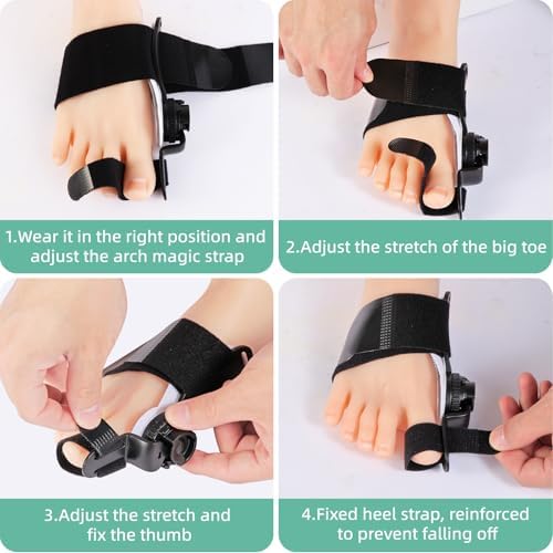 Bunion Corrector for Women & Men Big Toe, Relief Fixed Adjustable Knob Corrector, for Left and Right Foot (Black)