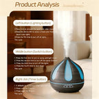 500ml Aroma Diffiser, Remote and Auto Shut-Off Essential Oil Diffuser for Bedroom, Yoga, Office and Home (Dark Brown)