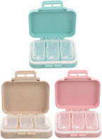 Small Pill Organizer Box 3Pcs Travel Pocket Removable 3 Compartments Portable Daily Mini Pill Case Holder for Purse Fish Oil