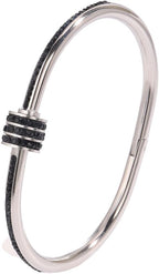 Sliver Bracelets for Women;Stainless Steel Oval Shape Rhinestones Bangle Bracelet Gift for love；