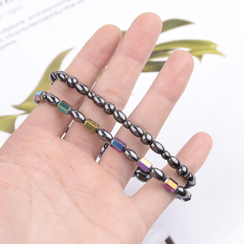Yocoyee 2pcs Anklet Hematite Relieve Joint Pain Healing Therapy Healthy Foot Anklet for Women Men-Style 3