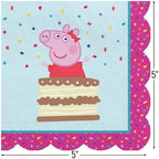 Multicolor Peppa Tea Party Scallop Beverage Paper Napkins (5" x 5") 16 Count - Premium Quality & Absorbent Napkins, Perfect For Parties & Themed Events