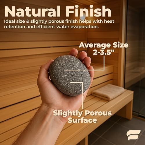 Premium Sauna Rocks for Electric and Wood Burning Sauna Heaters — 33lbs A+ Grade Natural Vulcanite — Crack Resistant & Superior Heat Retention Sauna Stones — Fast Heating & Long Lasting Steam