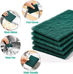 Heavy Duty Scour Pads Sponge Dish Scrubber Non-Scratch Green Reusable Household Scrub Pads for Kitchen and Dish Cleaning Tool (12Pcs)