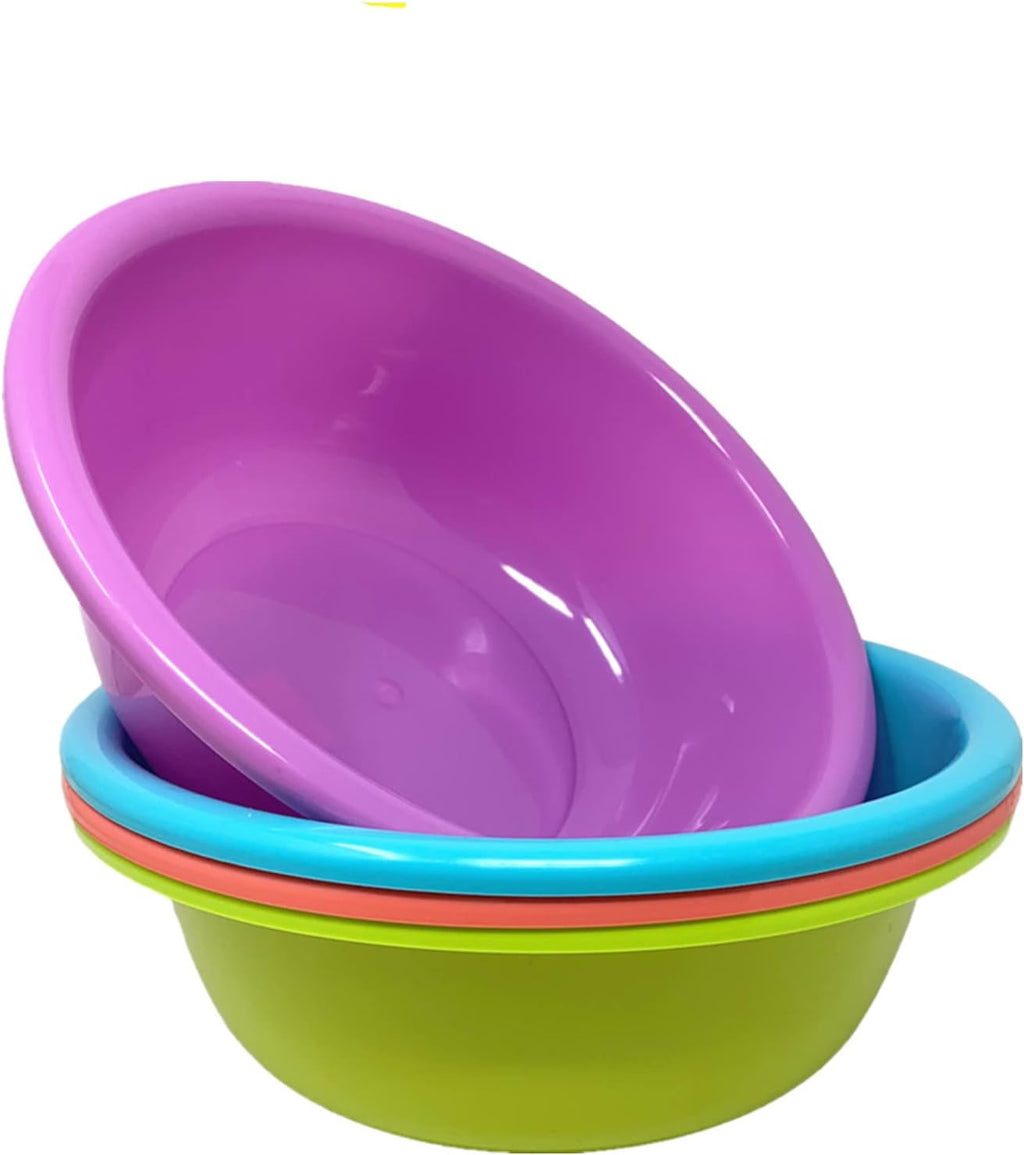 4 Pcs of 12" Round Plastic Wash Basin Dish Bowl Laundry Bowl Cleaning Pail Shampoo Basin & Trays (4 Quart)