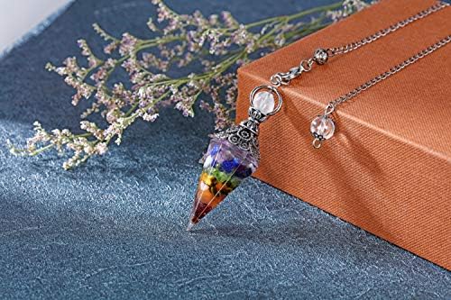 CrystalTears Chakra Crystal Pendulum Hexagonal Reiki Healing Crystal Points Gemstone Dowsing Orgone Pendulum for Divination Witchcraft Crystal Therapy