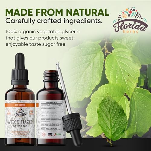 Witch Hazel Leaf Tincture, Witch Hazel Leaf Extract (Hamamelis Virginia) Herbal Supplement, Non-GMO in Cold-Pressed Organic Vegetable Glycerin 2 x 2 oz, 700 mg, 2 oz (60 ml)