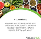 NaturesPlus Vitamin D3 400 IU - 90 Water-Dispersible Tablets - Bone Strength & Immune Support - 90 Servings