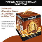 PIACELLI Authentic Italian Panettone Filled with Rich Chocolate Cream - Classic Panettone Directly Imported from Italy - Luxurious Holiday Cake Ideal for Christmas, & Special Celebrations - 750g