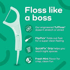 Plackers Micro Line Dental Floss Picks, Fold-Out FlipPick, Tuffloss, Easy Storage with Sure-Zip Seal, Fresh Mint Flavor, 90 Count (6 Pack)