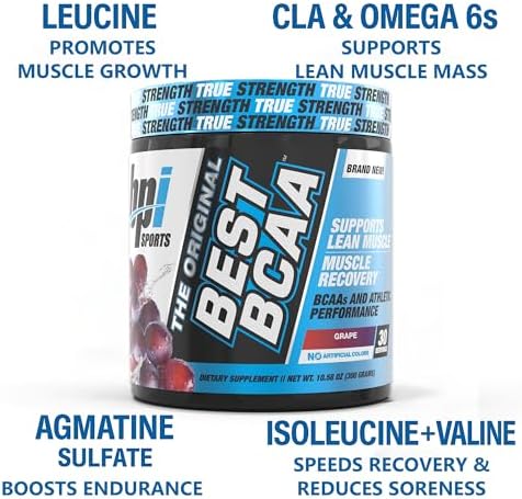 BPI Sports Best BCAA Powder - Muscle Recovery Support - Branched Chain Amino Acids | Building Blocks of Protein and Muscle - Post Workout Recovery – Hydration - Grape, 30 Servings