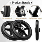 4 Pack Rubber Wheel Replacement, 6 Inch Solid Wheelchair Front Wheel with 4 Axles Rubber Rollator Wheels Replacement Anti-Slip Walker Caster Wheels Hub for Wheelchairs Rollators Walkers