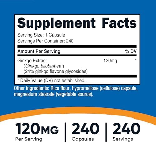 Nutricost Ginkgo Biloba 120mg, 240 Capsules - Extra Strength Ginkgo Biloba Extract - Gluten Free & Non-GMO
