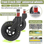 Folding Portable Transport Wheelchair, Lightweight Travel Compact Chair, 12-inch Honeycomb tire with Shock Absorption, for Adults and Seniors Support 220lbs,Black,Black Frame
