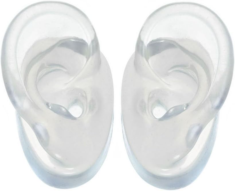 (One Pair) Soft Silicone Ear Model - Flexible Earmold Ear Displays for Acupuncture, Jewelry, Audio Music Recording, Education (Transparent)