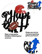Footballs Cake Topper - American Football Toppers Decoration for Children Adult Glitter Super Bowl Touchdown Soccer Happy Birthday Decoration Sports Theme Party Supplies